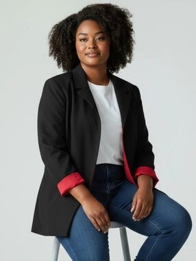 Women's Black Blazer with Red Trim